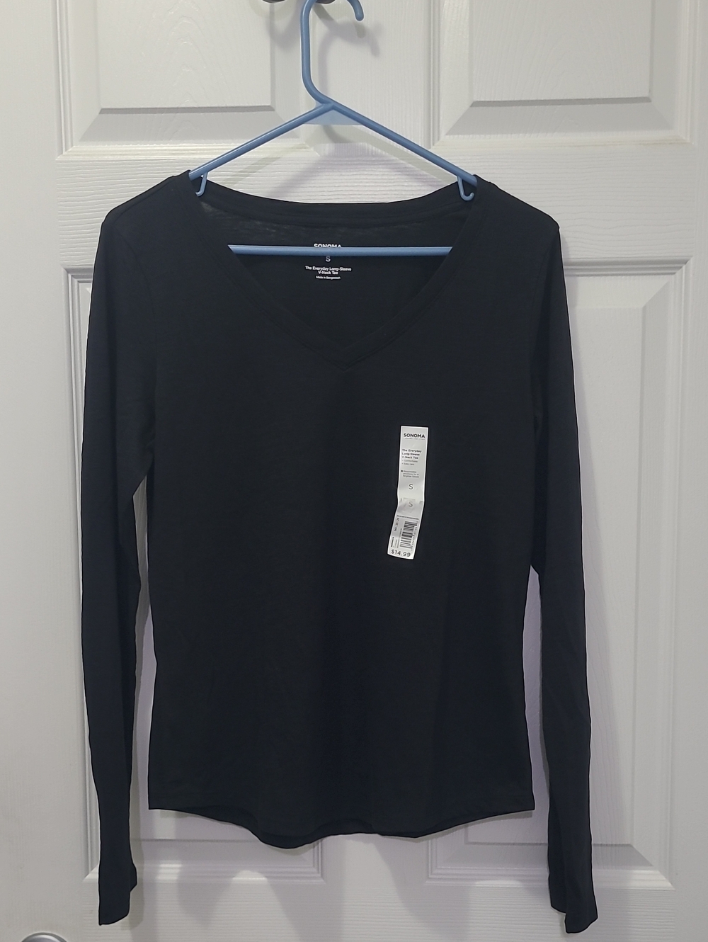 SONOMA Everyday Black V-Neck Long Sleeve Women's Top